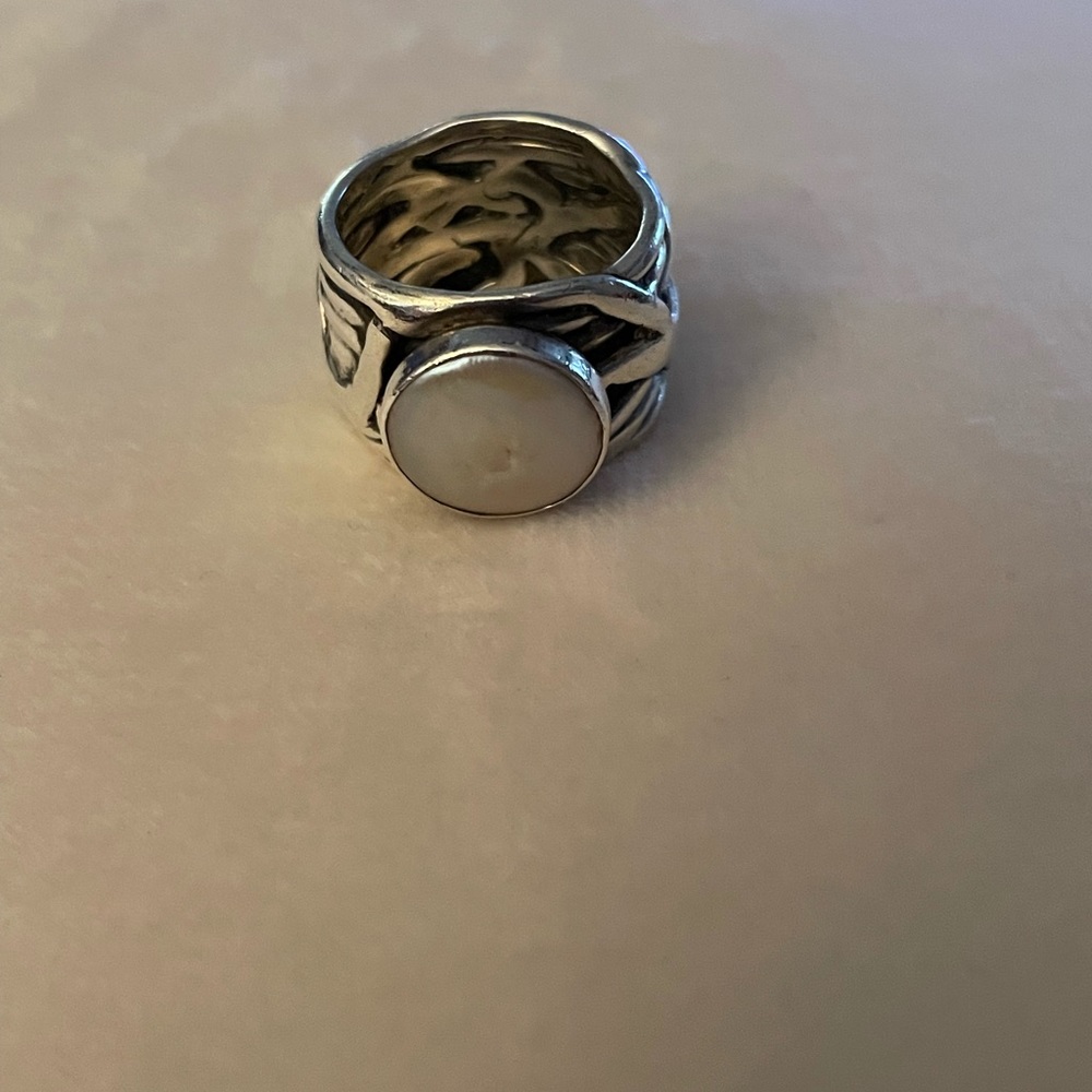 SILPADA Sterling Coin Pearl Mermaid ring EUC AUTHENTIC - Picture 3 of 8